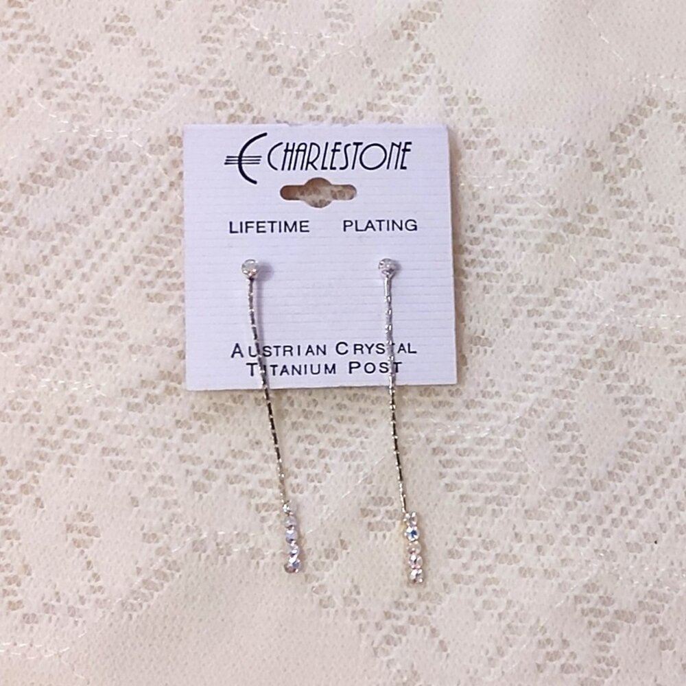 NEW Silver Plated White Opal Crystal Long Drop Dangle Earrings Jewelry Gifts